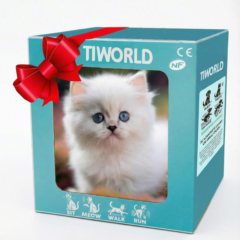 Interactive Robot Kitten, Realistic PlushHoliday HaulRobotic Cat Toy That Walks, Wags Tail & MakesSounds, Cute Pet Toy Gift for Kids & Adults