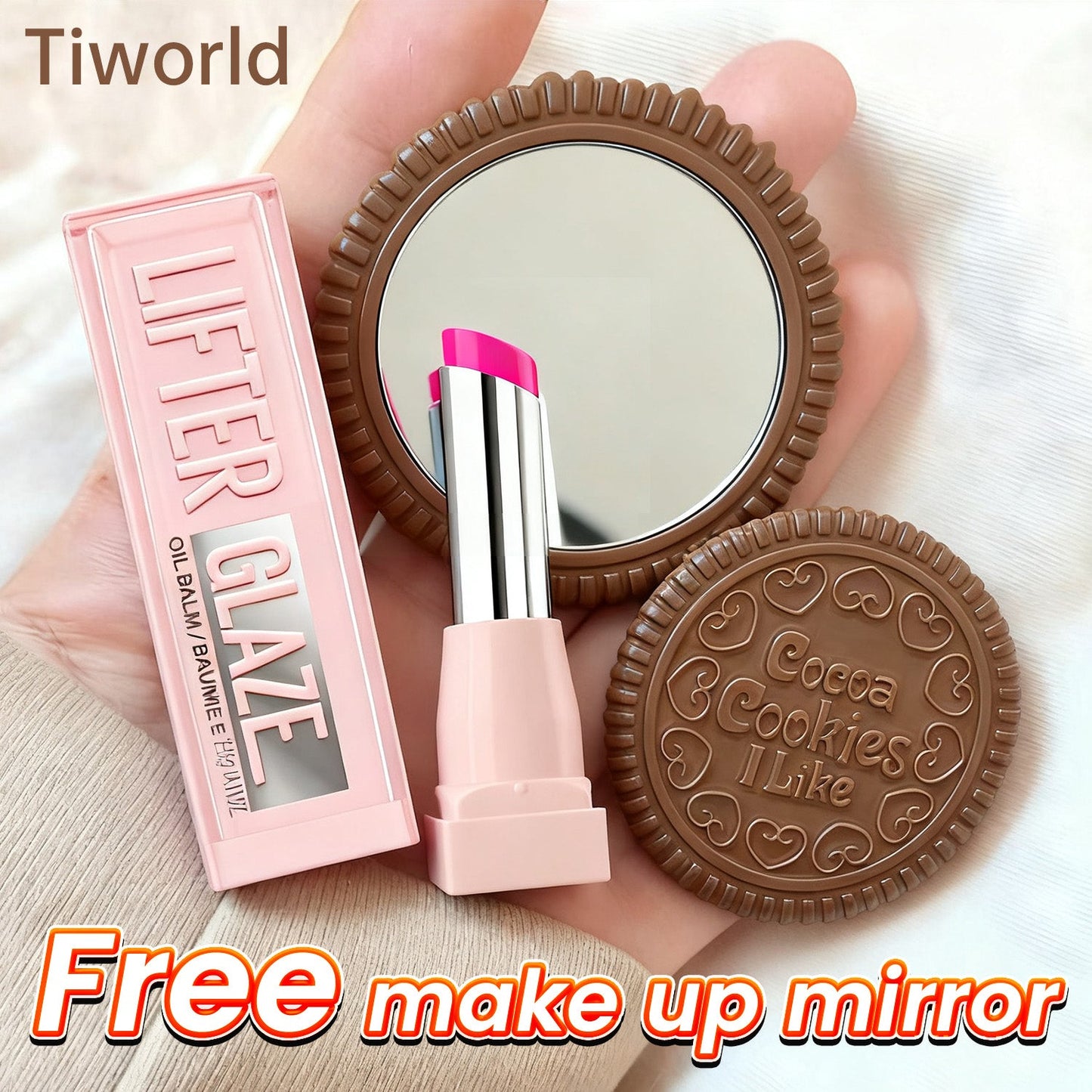 "Free Elegant Custom Mirror – Today Only! 💝 Get yours with every 2 Tiworld™ Lipsticks 💋 Timeless color, lasting comfort, effortless beauty."