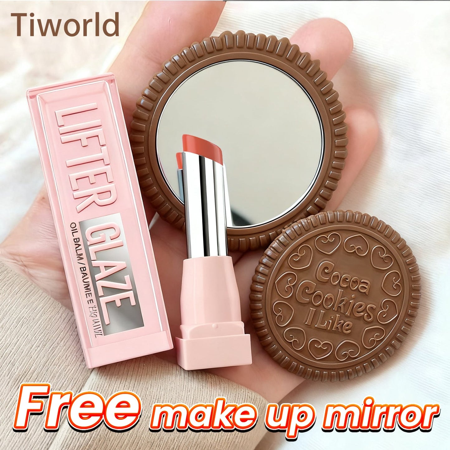 "Free Elegant Custom Mirror – Today Only! 💝 Get yours with every 2 Tiworld™ Lipsticks 💋 Timeless color, lasting comfort, effortless beauty."