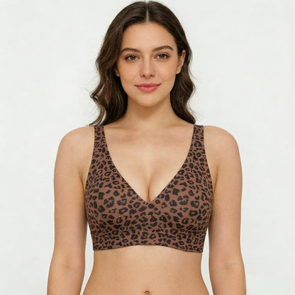 🏆 🔥Super Firming Leopard Print Jelly  Bra | Women Wirefree Bras 👍No More Sagging Breasts