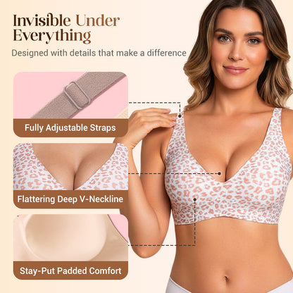 💗LAST DAY SALE 50% OFF⚡50K+ SOLD💕 Jelly Wireless Womens Comfortable Wireless Bras Push Up Bralettes Seamless Tshirts Bras Deep V Everyday Bras