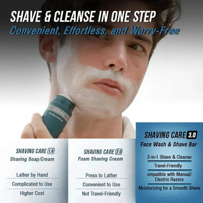 SEAGRIL 2-in-1 Facial Cleansing shave stick | Softens Beard Roots Protects Skin Moisturizes Soothes Simple Convenient Travel Size Creamy Texture