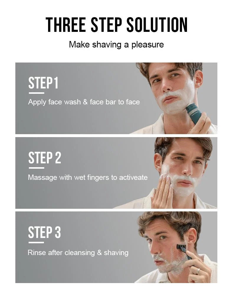 SEAGRIL 2-in-1 Facial Cleansing shave stick | Softens Beard Roots Protects Skin Moisturizes Soothes Simple Convenient Travel Size Creamy Texture