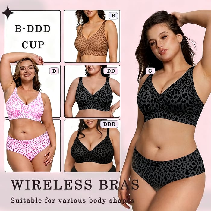 🏆 🔥Super Firming Leopard Print Jelly  Bra | Women Wirefree Bras 👍No More Sagging Breasts