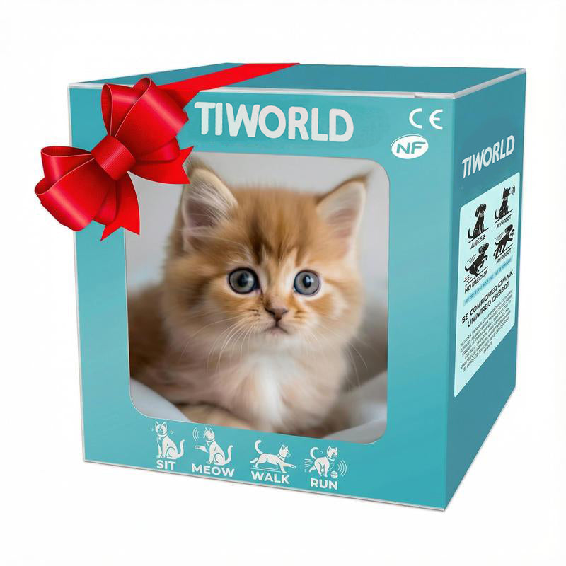 Interactive Robot Kitten, Realistic PlushHoliday HaulRobotic Cat Toy That Walks, Wags Tail & MakesSounds, Cute Pet Toy Gift for Kids & Adults
