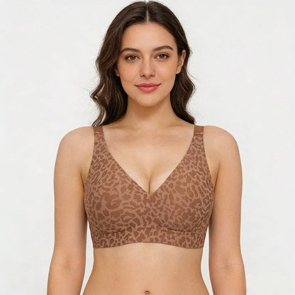 🏆 🔥Super Firming Leopard Print Jelly  Bra | Women Wirefree Bras 👍No More Sagging Breasts