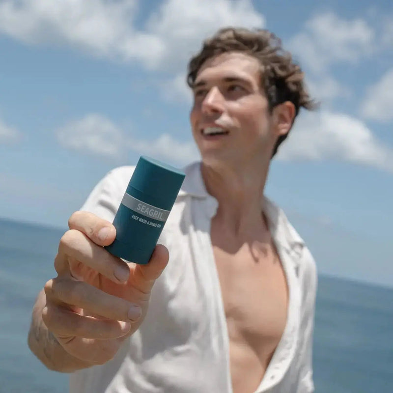 SEAGRIL 2-in-1 Facial Cleansing shave stick | Softens Beard Roots Protects Skin Moisturizes Soothes Simple Convenient Travel Size Creamy Texture