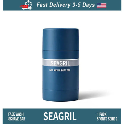SEAGRIL 2-in-1 Facial Cleansing shave stick | Softens Beard Roots Protects Skin Moisturizes Soothes Simple Convenient Travel Size Creamy Texture