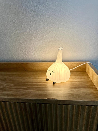 3D Printed Sleeping Garlic LED Lamp: Cute Foodie Accent Light